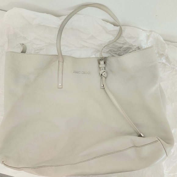Jimmy Choo Off-White Leather Tote - Picture 1 of 9